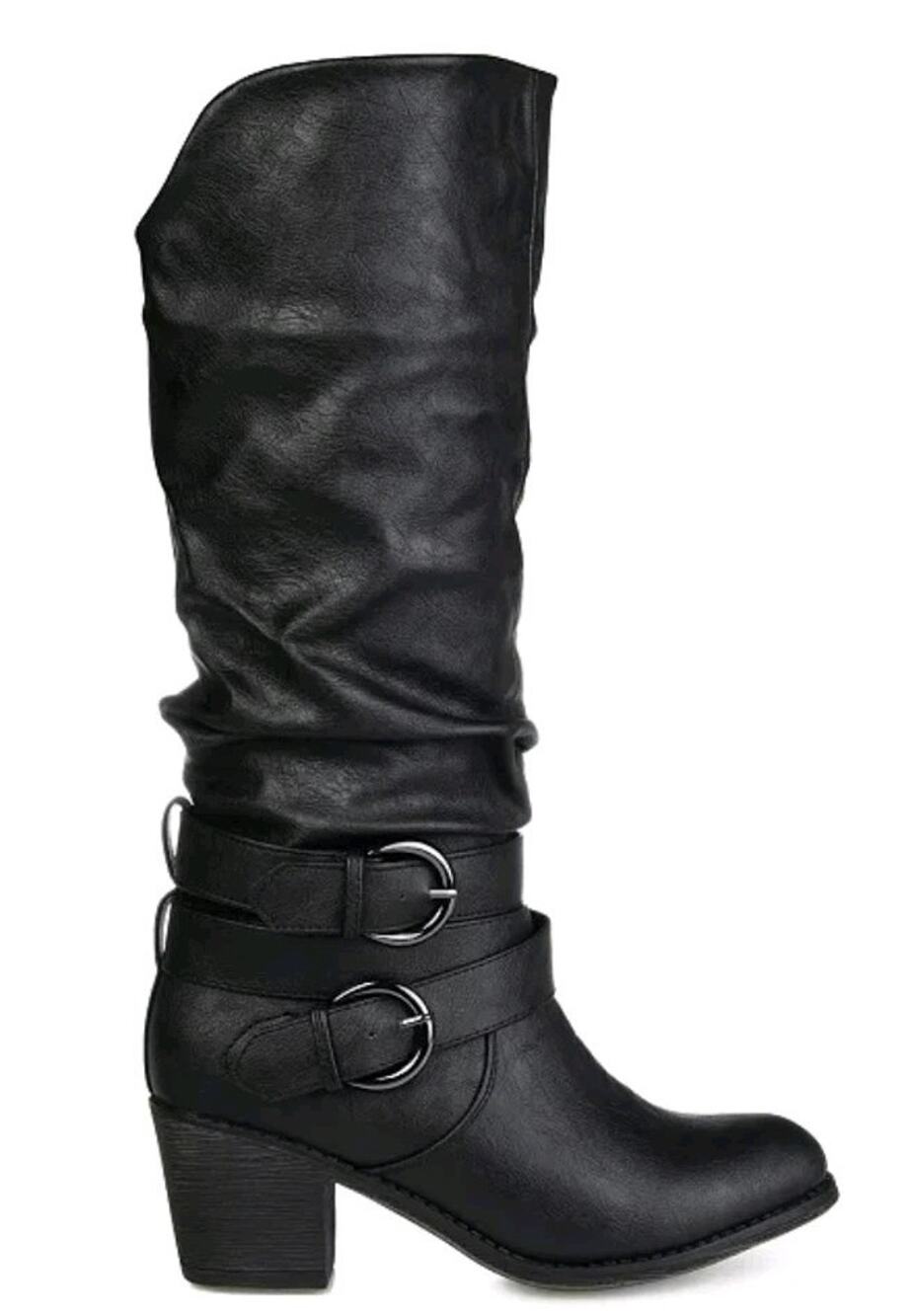 Journee Collection~Sz. 8.5M~Late Black Knee High Boots Pull On Faux Leather NWOB